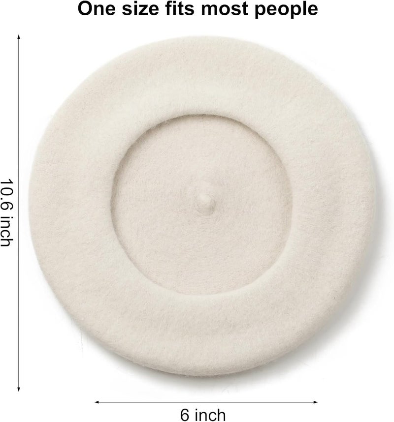 Sumolux Women Beret Hat Wool Vintage French Solid Color Classic Winter Cap - Image 4
